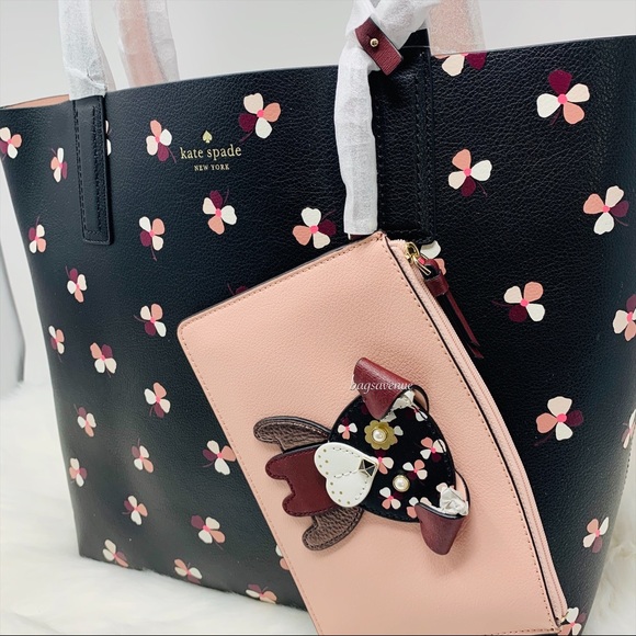 Black multi reversible pup floral Kate spade tote - Picture 3 of 8